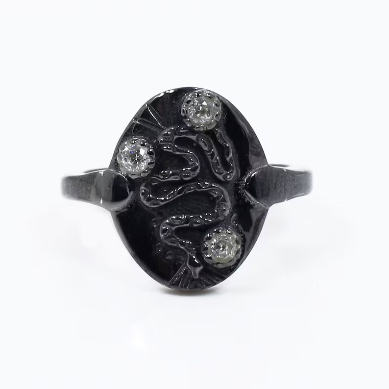 Oxidized Snake 92.5 Sterling Silver Ring