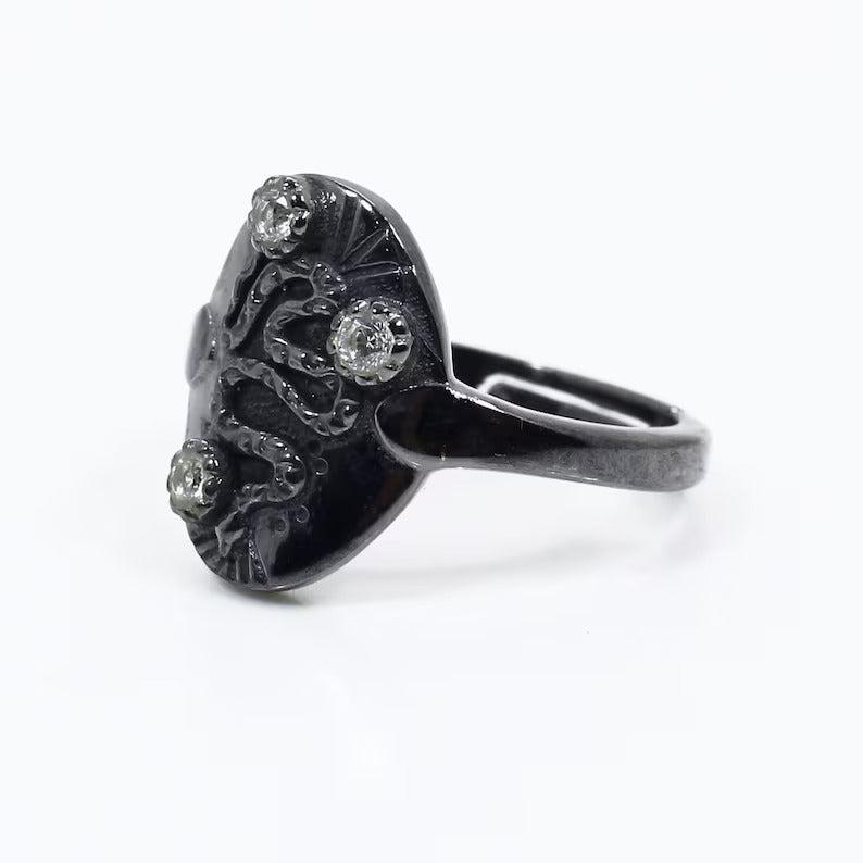 Oxidized Snake 92.5 Sterling Silver Ring