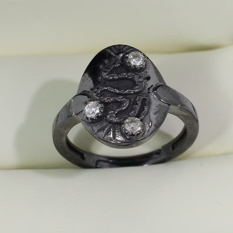 Oxidized Snake 92.5 Sterling Silver Ring