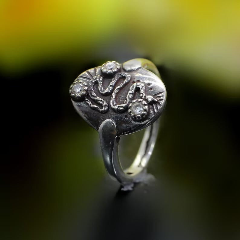 Oxidized Snake 92.5 Sterling Silver Ring