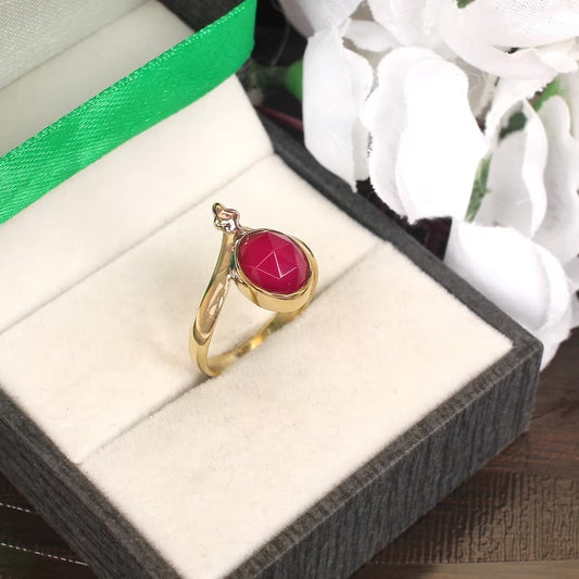 Fuchsia Chalcedony Gemstone 92.5 Sterling Silver Ring