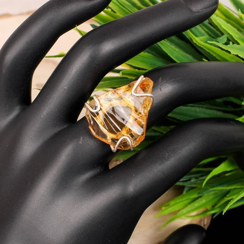 Natural Raw Citrine 92.5 Sterling Silver Ring