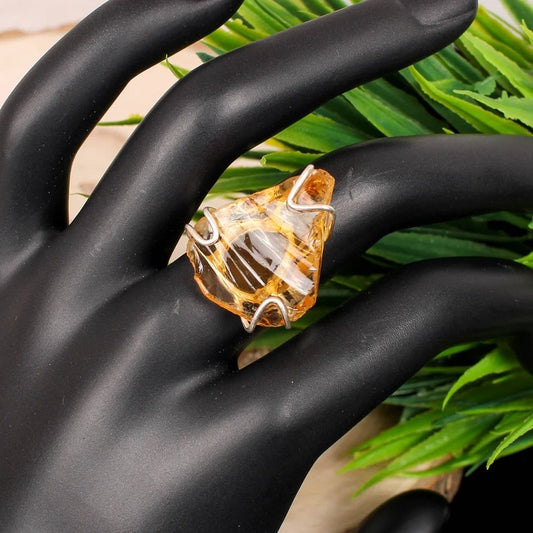 Natural Raw Citrine 92.5 Sterling Silver Ring