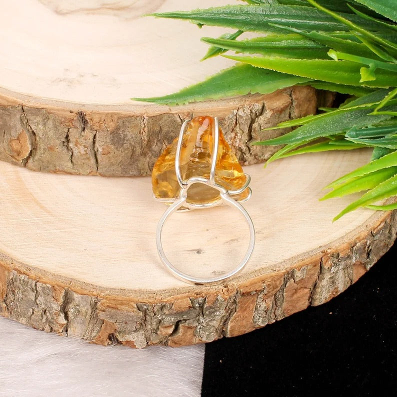 Natural Raw Citrine 92.5 Sterling Silver Ring