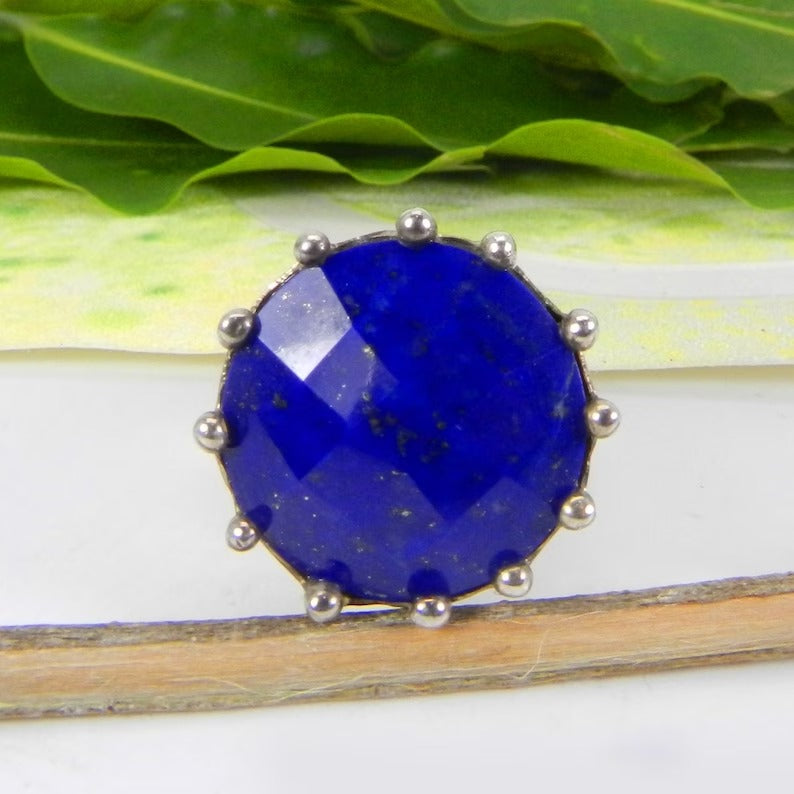 Lapis Lazuli Gemstone 92.5 Sterling Silver Ring .