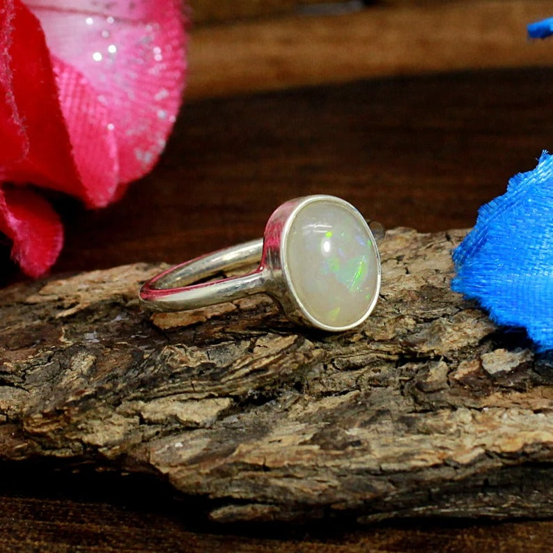 Chinese Opal Gemstone 92.5 Sterling Silver Ring