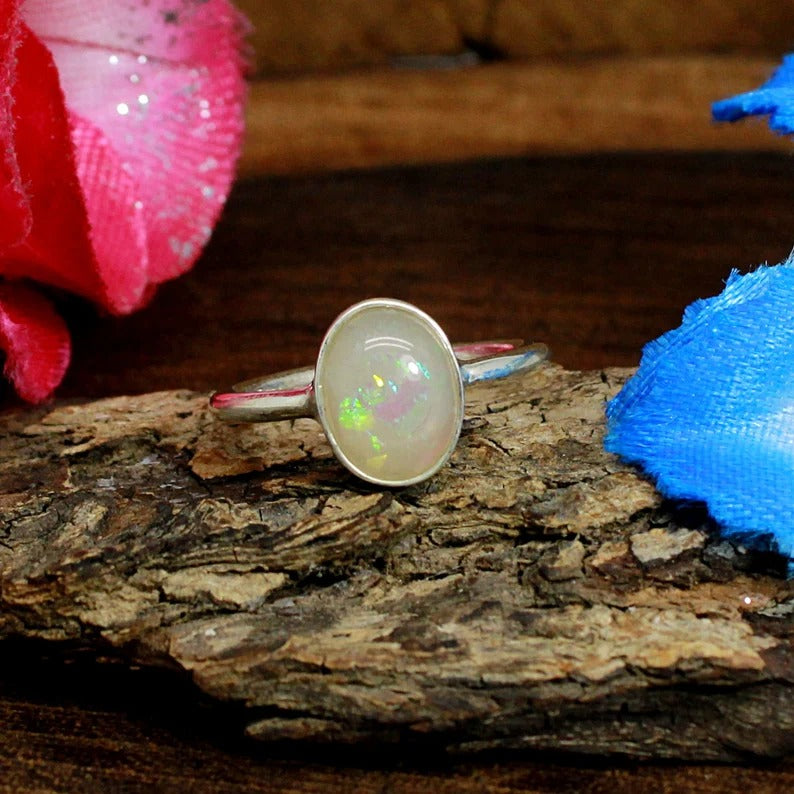 Chinese Opal Gemstone 92.5 Sterling Silver Ring