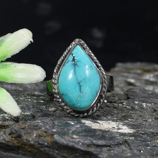 Natural Turquoise Gemstone 92.5 Silver Ring