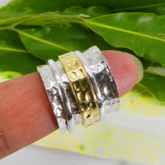 92.5 Silver Handmade Hammered Spinner Ring