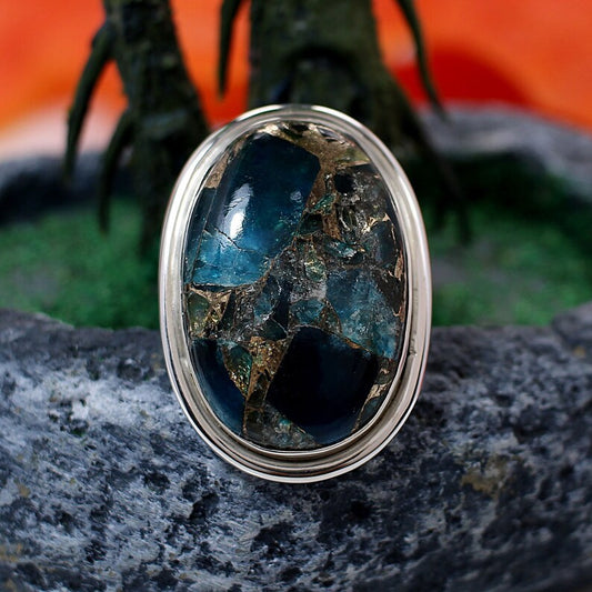 Mohave Amazonite Copper Turquoise 92.5 Silver Handmade Ring