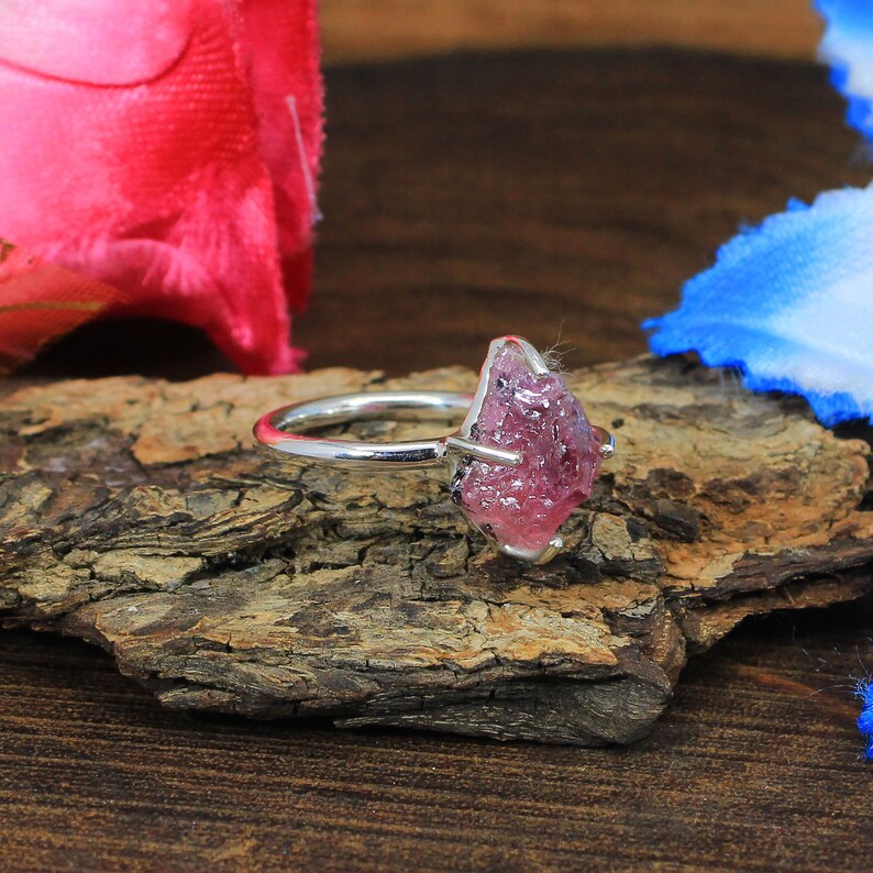 Natural Raw Tourmaline 925 Sterling Silver Ring