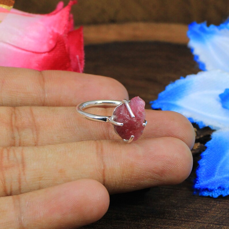 Natural Raw Tourmaline 925 Sterling Silver Ring