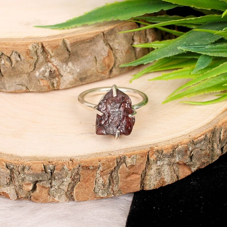 Natural Raw Tourmaline Sterling Silver Ring