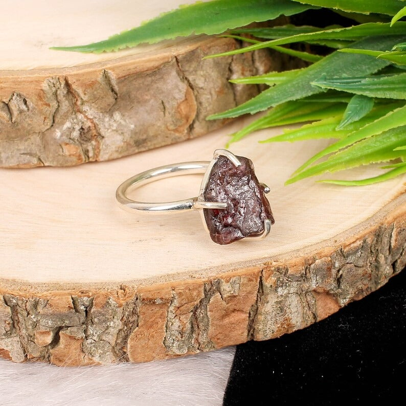 Natural Raw Tourmaline Sterling Silver Ring