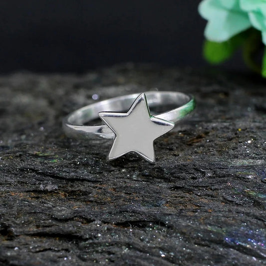 Solid Silver Star 92.5 Sterling Silver Ring