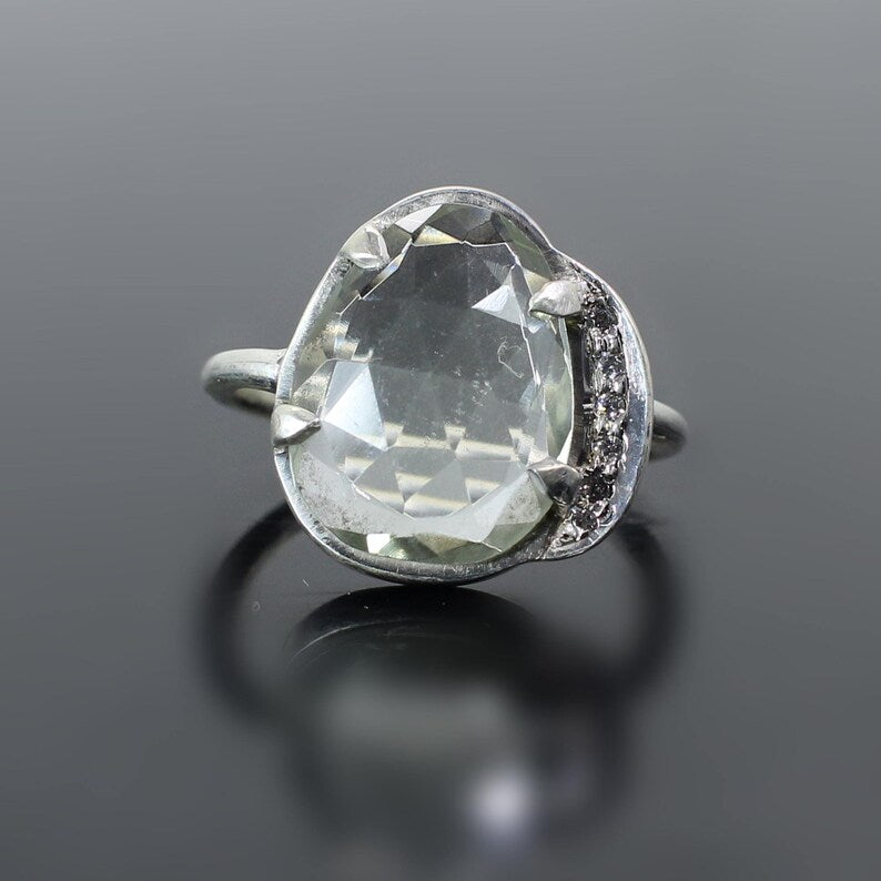 Green Amethyst 92.5 Silver Ring