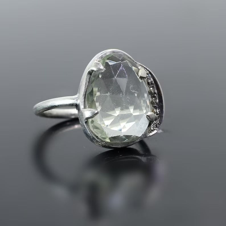 Green Amethyst 92.5 Silver Ring