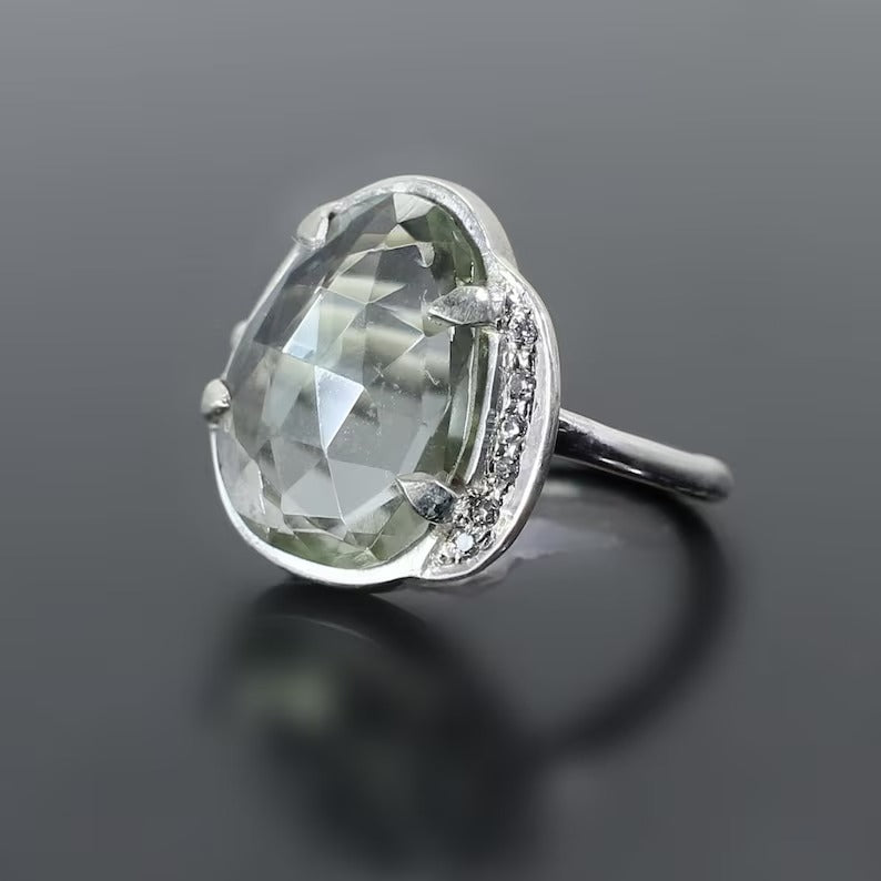 Green Amethyst 92.5 Silver Ring