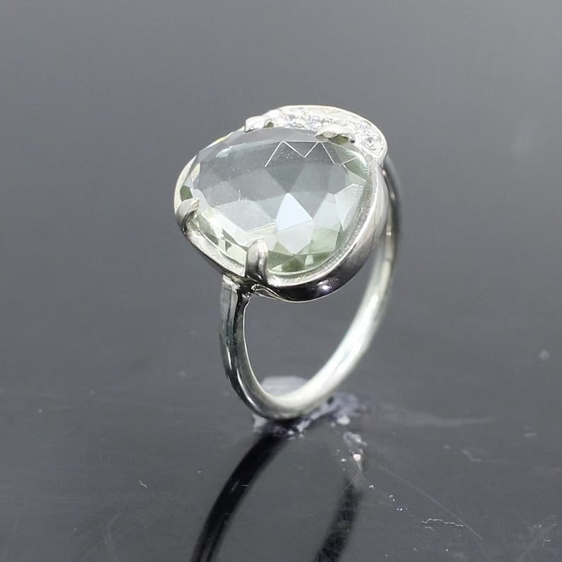 Green Amethyst 92.5 Silver Ring