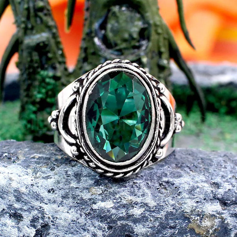 Green Tourmaline Hydro Gemstone 92.5 Silver Ring