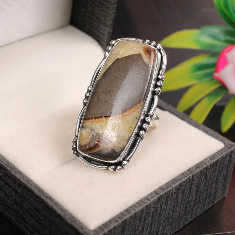 Septarian Jasper 92.5 Silver Ring