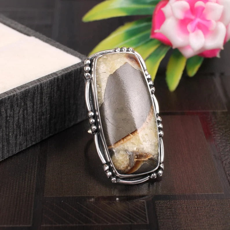 Septarian Jasper 92.5 Silver Ring