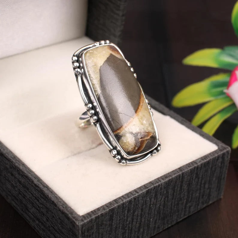 Septarian Jasper 92.5 Silver Ring