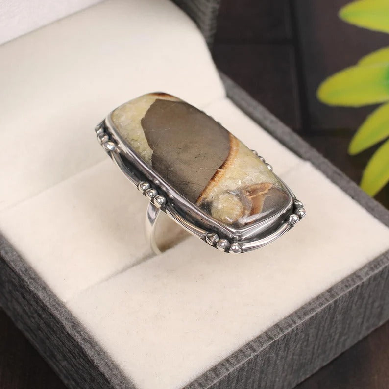 Septarian Jasper 92.5 Silver Ring