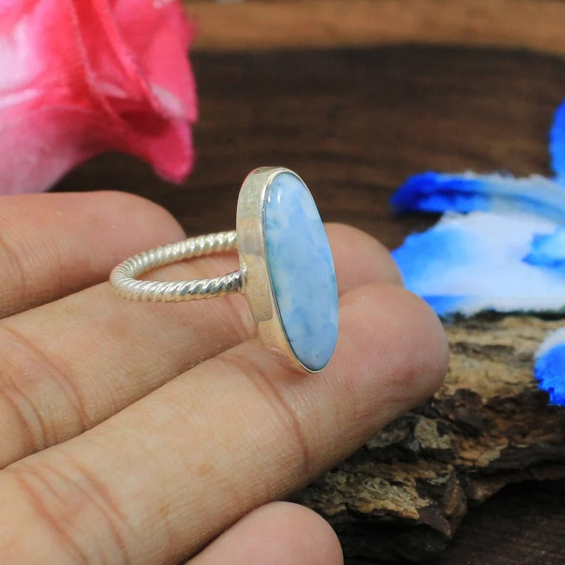 Larimar Gemstone 92.5 Silver Ring