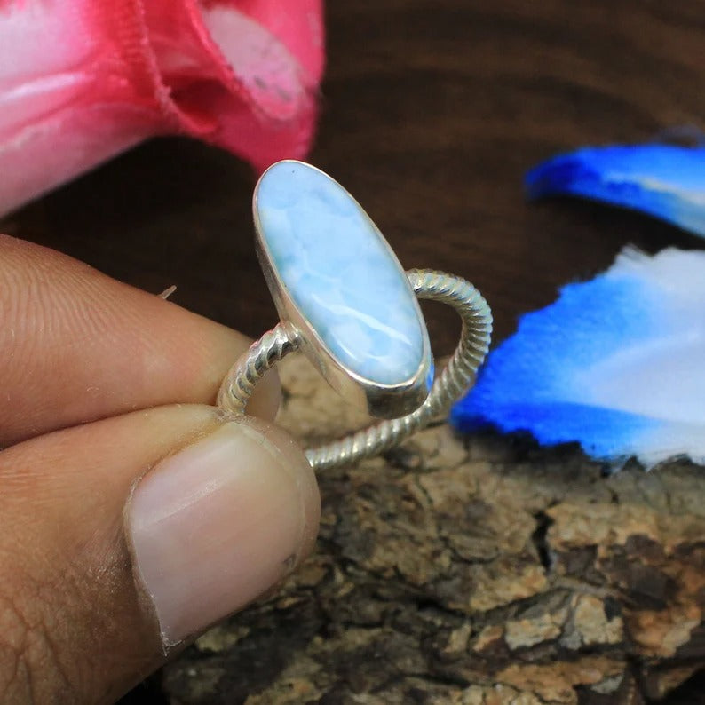 Larimar Gemstone 92.5 Silver Ring