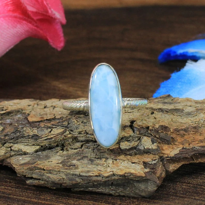 Larimar Gemstone 92.5 Silver Ring