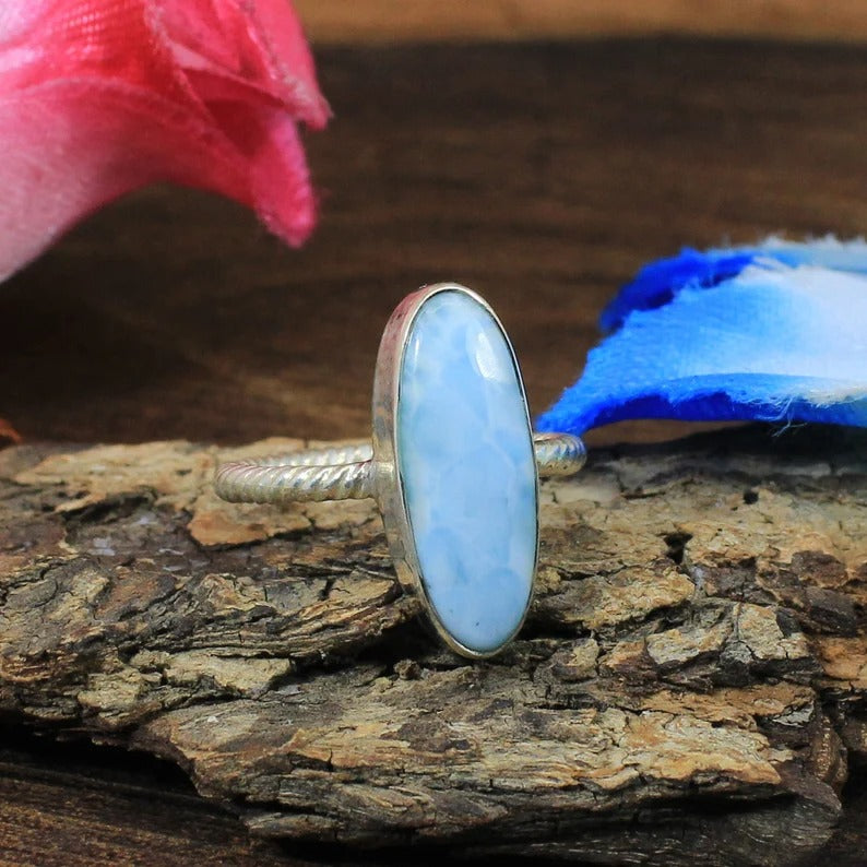 Larimar Gemstone 92.5 Silver Ring