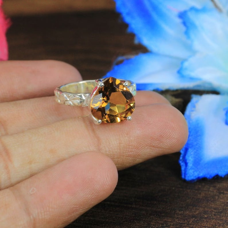 Citrine Gemstone 92.5 Silver Ring