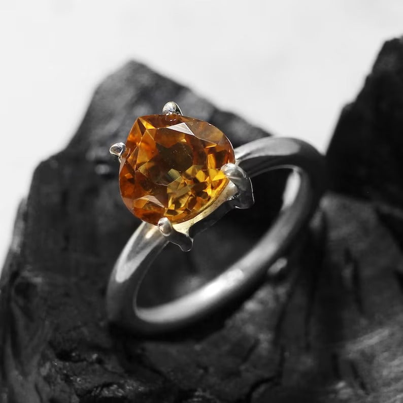 Heart Shape Citrine Gemstone Ring