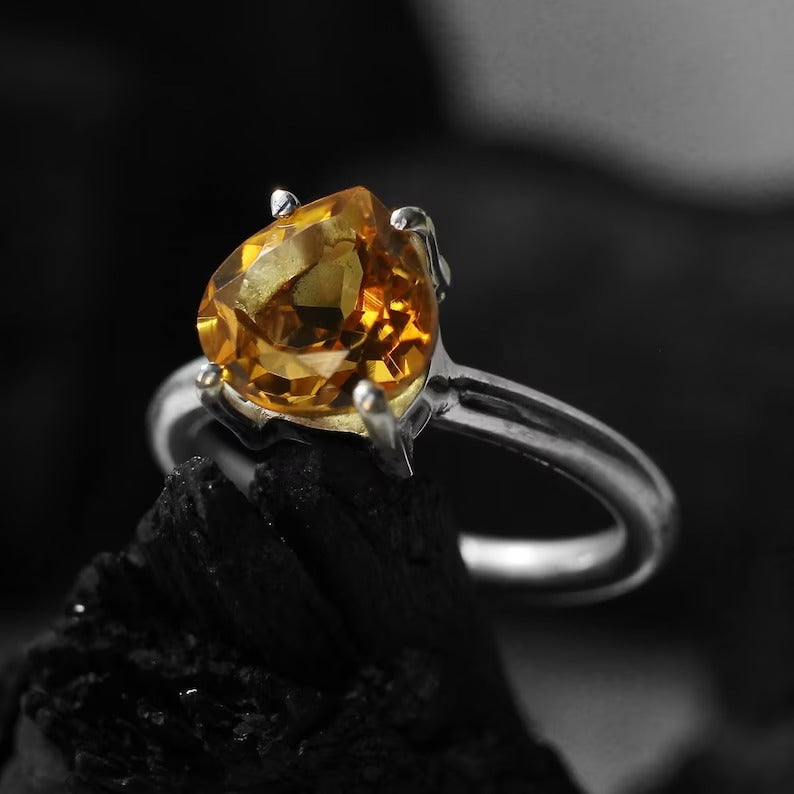 Heart Shape Citrine Gemstone Ring