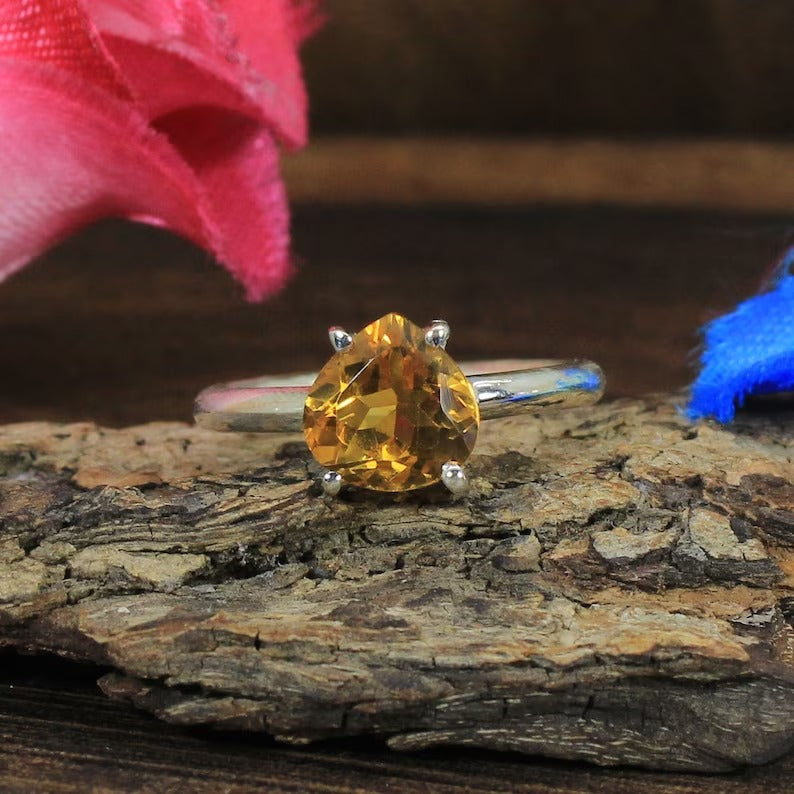 Heart Shape Citrine Gemstone Ring