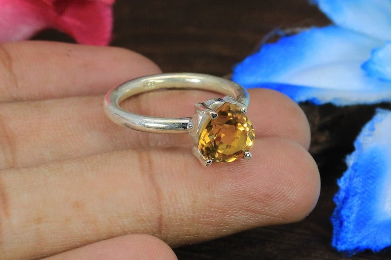 Heart Shape Citrine Gemstone Ring