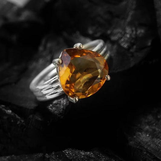 Citrine Birthstone 92.5 Silver Ring