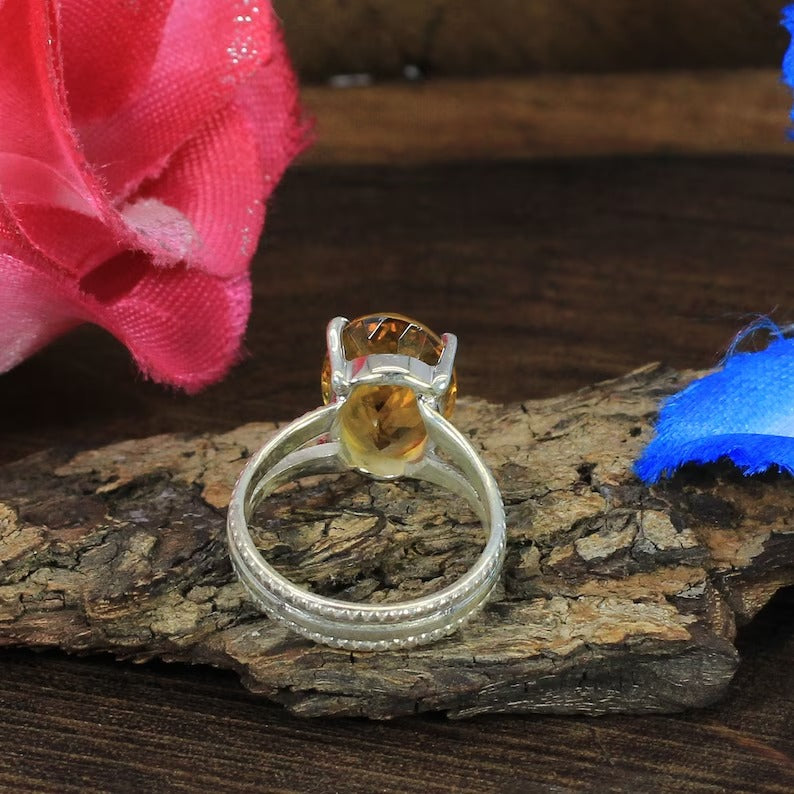 Citrine Gemstone Silver Ring