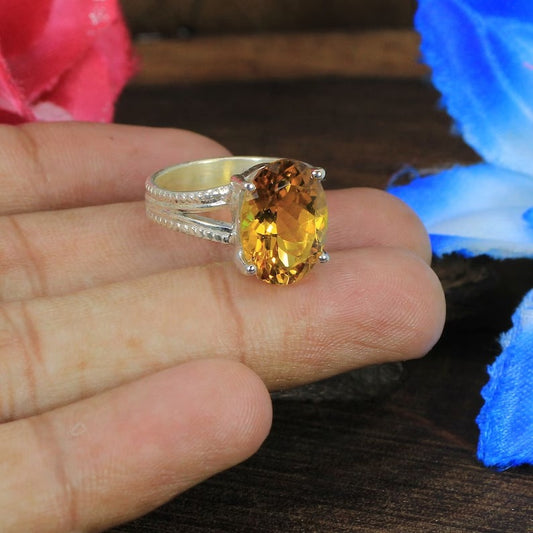 Citrine Gemstone Silver Ring