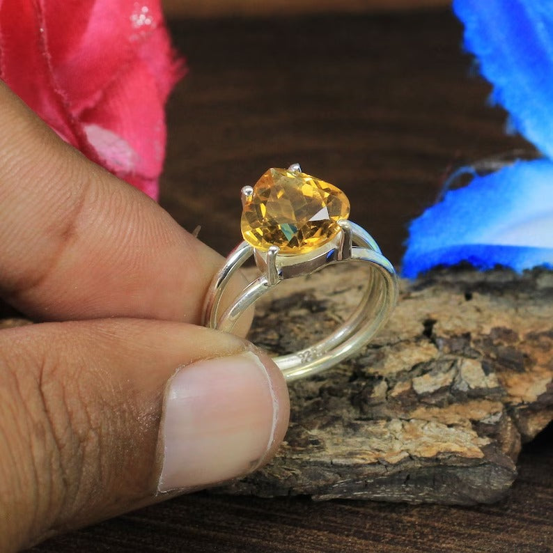 Natural Citrine 925 Sterling Silver Ring