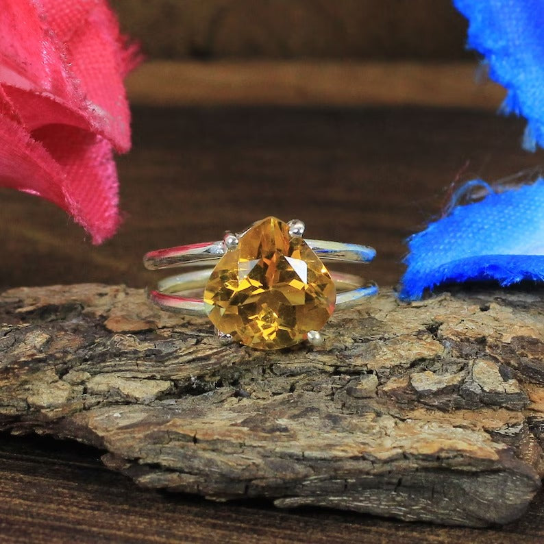 Natural Citrine 925 Sterling Silver Ring