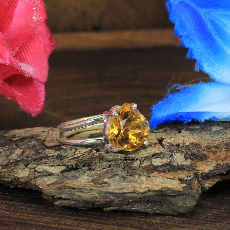 Natural Citrine 925 Sterling Silver Ring