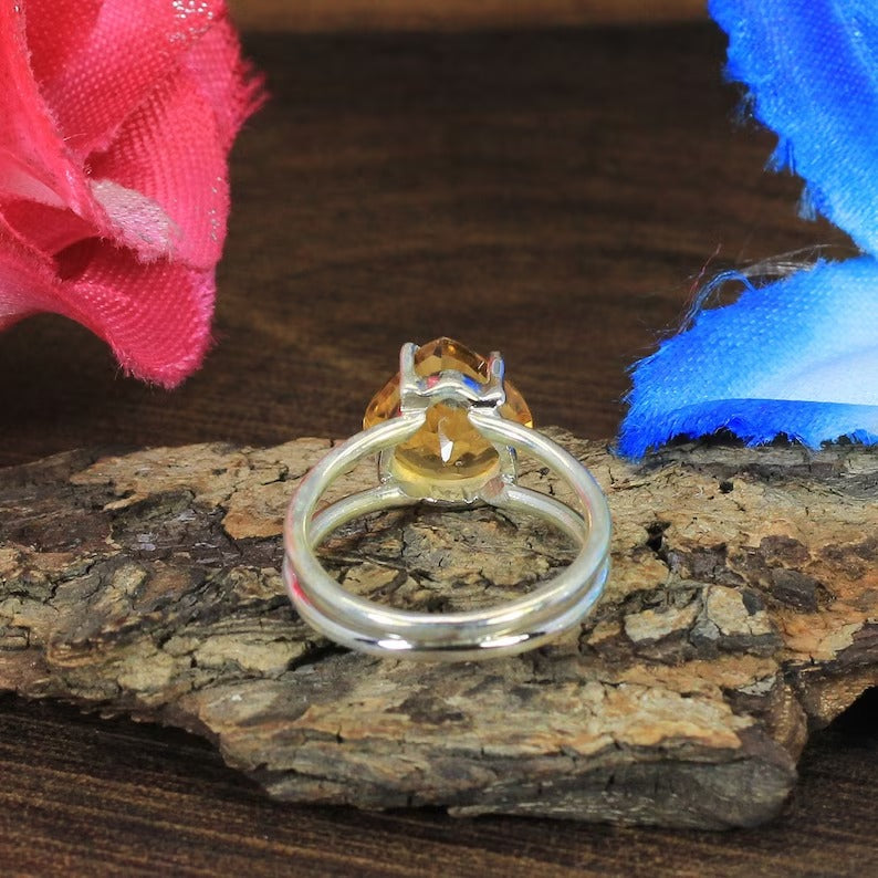 Natural Citrine 925 Sterling Silver Ring