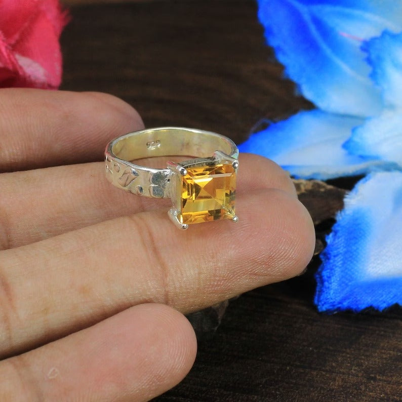 Citrine Gemstone 92.5 Sterling Silver Ring