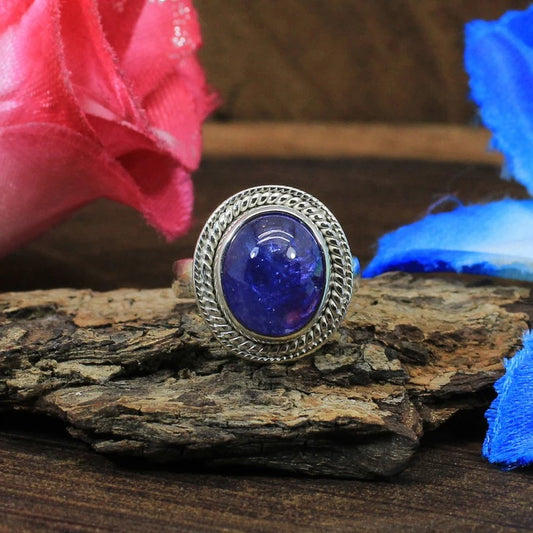 Natural Tanzanite Gemstone 92.5 Sterling Silver Ring