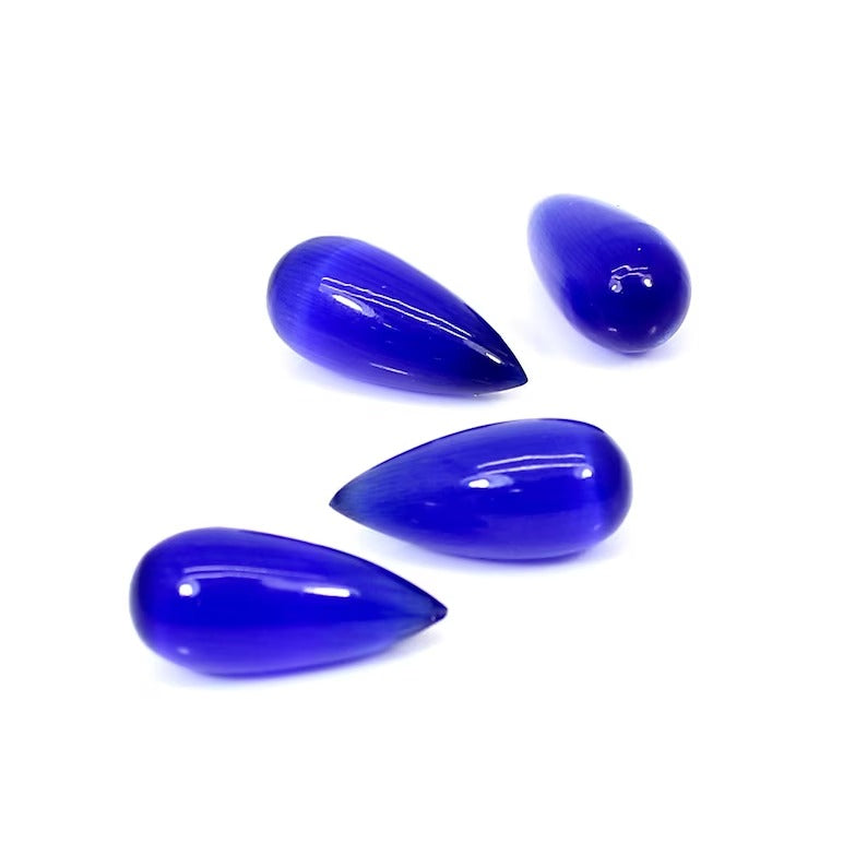 Synthetic Blue Cats Eye Gemstone Drop Beads