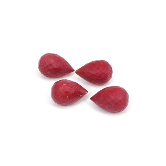 Synthetic Red Coral Faceted Drop Beads