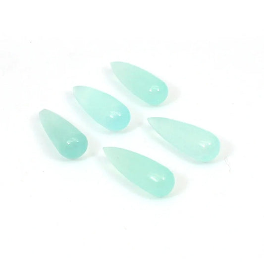 Aqua Greem Chalcedony Gemstone Drop Beads