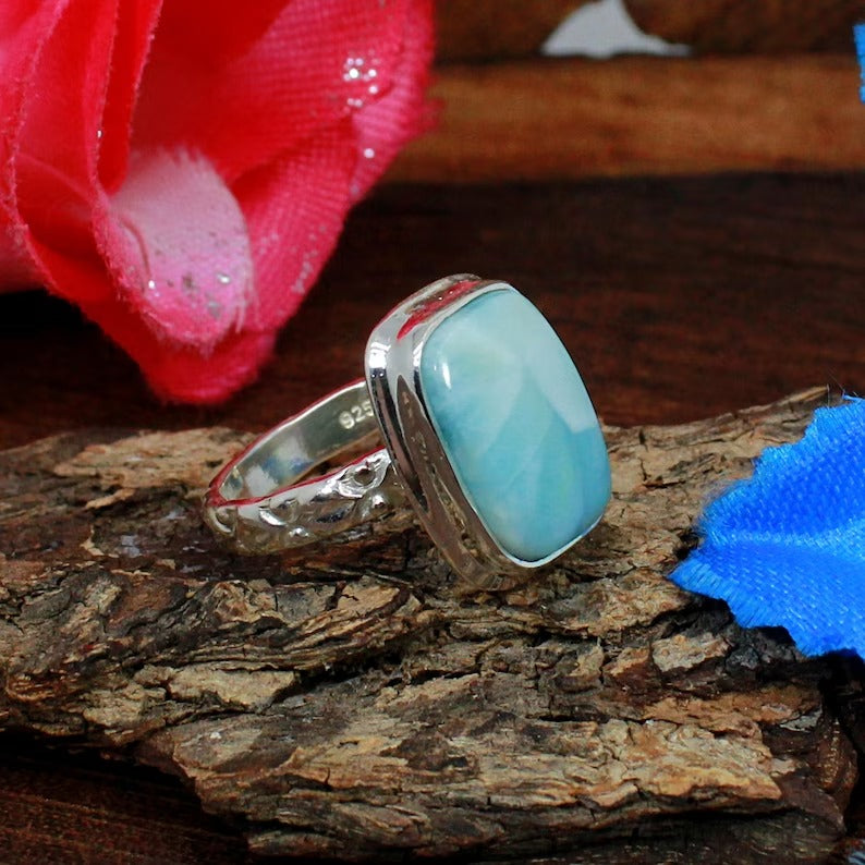 Cushion Shape Larimar 92.5 Silver Ring